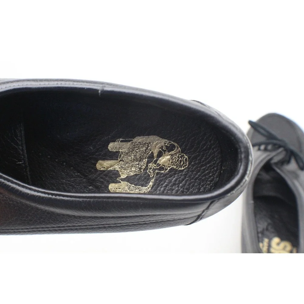 SAS Amigo Loafer Mens Size 11 M Black Pebbled Leather Lace Up Moccasin Shoes USA